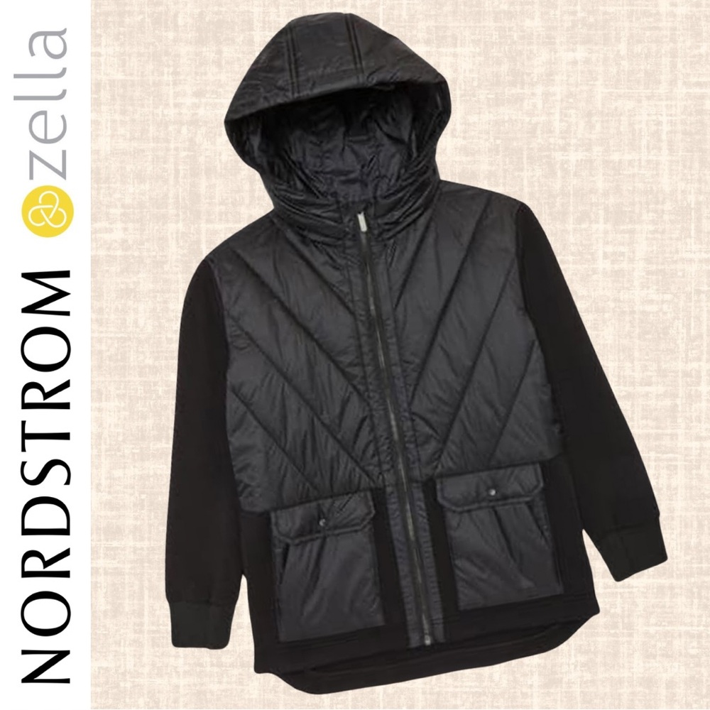 Nordstrom Exclusive Zella Women's Black Hybrid Puffer Jacket / Size XS